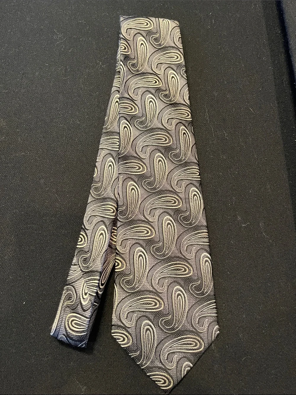 Haggar Black and Silver Paisley Silk Tie
